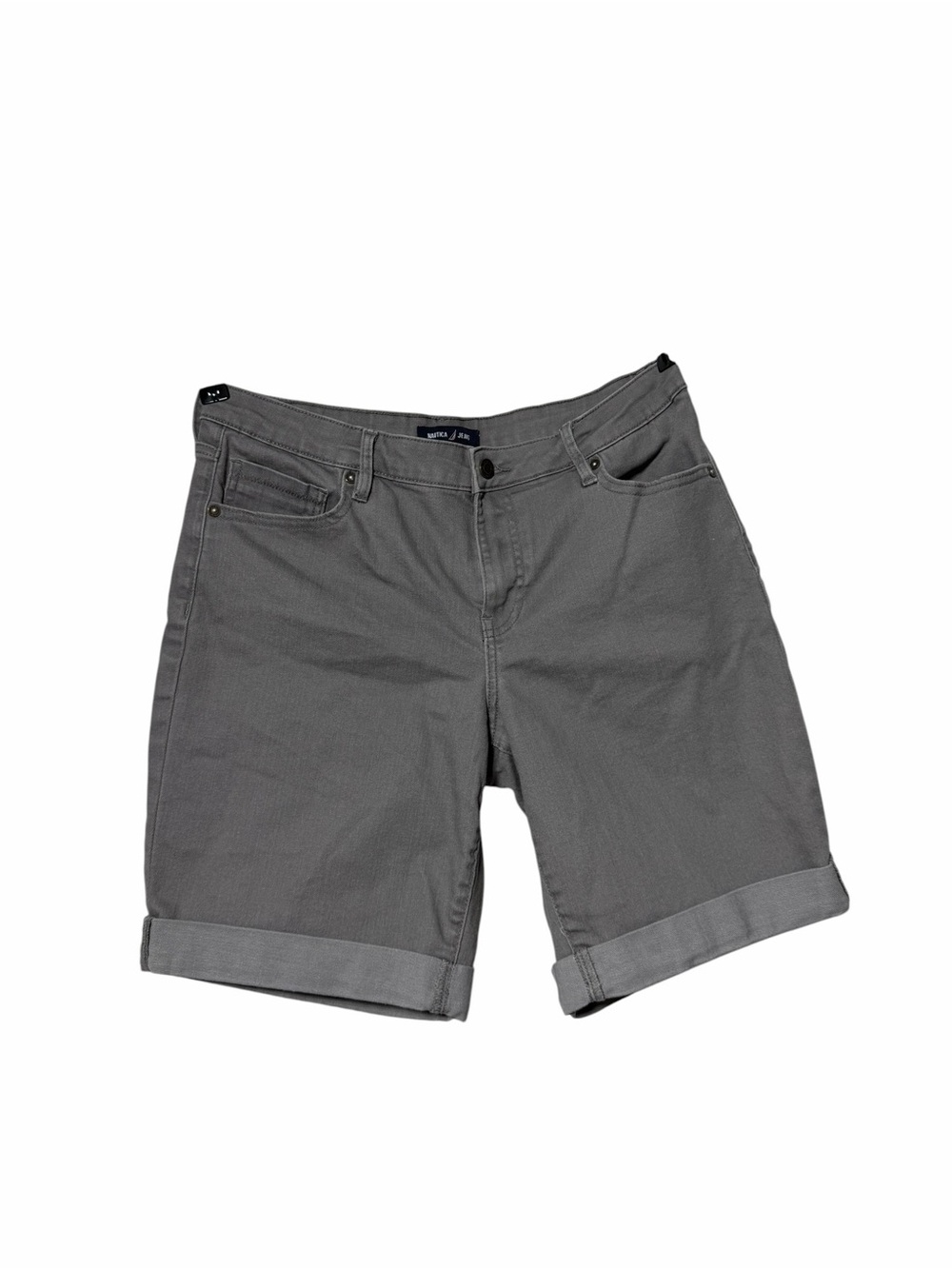 Nautica Jeans Gray Denim Bermuda Shorts Cuffed Stretch Size 10